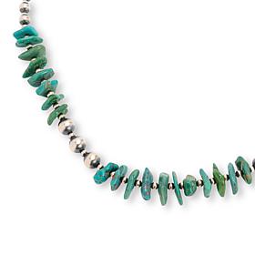 Chaco Canyon Sterling Silver Green Kingman Turquoise Chip Necklace 