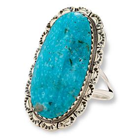 Chaco Canyon Sterling Silver Kingman Turquoise Elongated Oval Ring