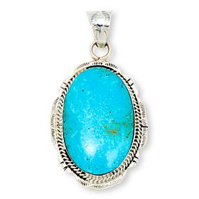 Chaco Canyon Sterling Silver Kingman Turquoise Elongated Oval Pendant