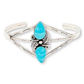 Chaco Canyon Sterling Silver Kingman Turquoise Leaf Cuff Bracelet