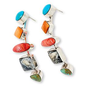 Chaco Canyon Sterling Silver Multigemstone Curved Earrings