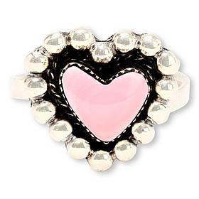 Chaco Canyon Sterling Silver Pink Conch Heart Adjustable Ring