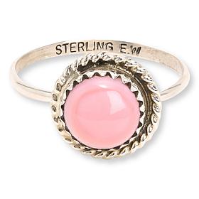 Chaco Canyon Sterling Silver Pink Conch Shell Circle Ring