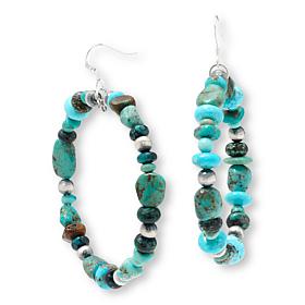 Chaco Canyon Turquoise Bead Hoop Drop Earrings