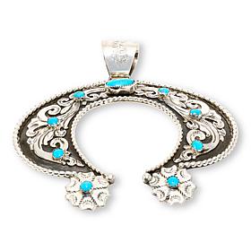 Chaco Canyon Turquoise Etched and Engraved Naja Pendant