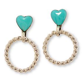 Chaco Canyon Zuni Campitos Turquoise Heart Drop Earrings