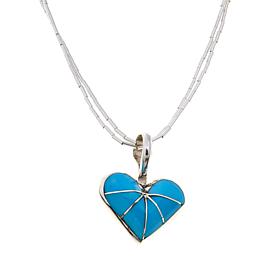 Chaco Canyon Zuni Turquoise Heart Pendant and Necklace