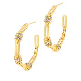 Charles Garnier 18K Gold-Plated CZ Link Hoop Earrings