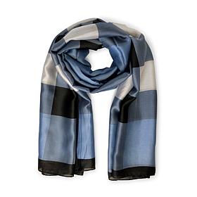 Checkered & Trimmed Faux Silk Scarf by Youzey