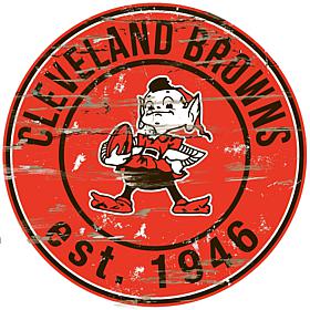 Cleveland Browns Round Distressed Sign