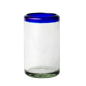 Cobalt Rim Hiball Handblown Mexican Glass - Set of 6