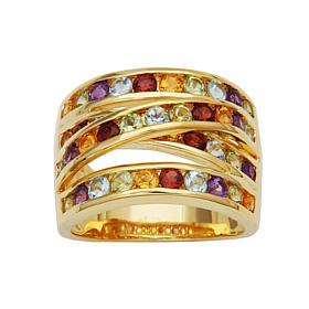 Colleen Lopez 18K Gold-Plated Multigemstone Rainbow Crossover Ring