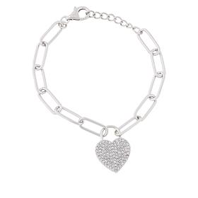 Colleen Lopez .67ctw Diamond Heart Padlock Paperclip Chain Bracelet