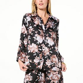 Colleen Lopez Button-Down Printed Satin Shirt