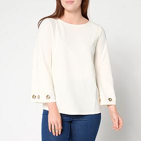 Colleen Lopez Crepe Knit Top with Grommets