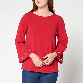 Colleen Lopez Crepe Knit Top with Grommets