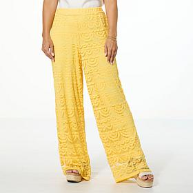 Colleen Lopez Crocheted Lace Wide Leg Pull-On Pant