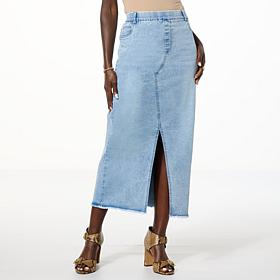 Colleen Lopez Denim Maxi Skirt with Front Slit