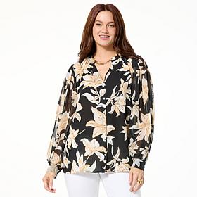 Colleen Lopez Floral Printed Button-Down Blouse