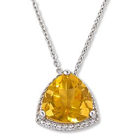 Colleen Lopez Fluorite and White Zircon Trilliant Pendant with Chain