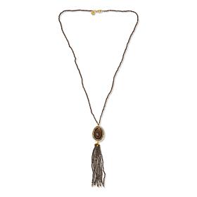 Colleen Lopez Gemstone Bead Tassel Drop 28" Necklace