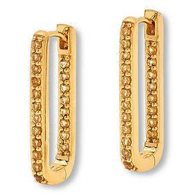 Colleen Lopez Gemstone Inside-Outside Rectangular Hoop Earrings