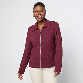 Colleen Lopez Knit Crepe Jacket with Mini Rhinestuds