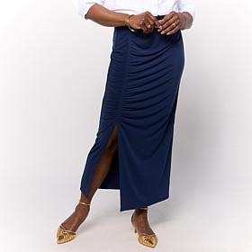 Colleen Lopez Knit Slide Slit Skirt with Gathers