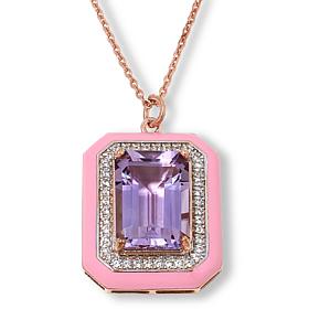 Colleen Lopez Octagonal Gem and White Zircon 20" Pendant Necklace