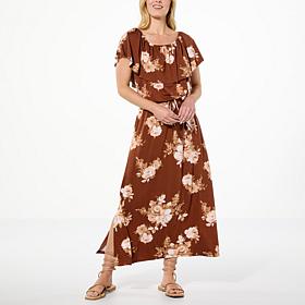 Colleen Lopez Off-the-Shoulder Printed Knit Maxi Dress
