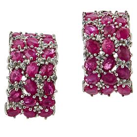 Colleen Lopez Ruby and White Zircon Omega-Back Earrings