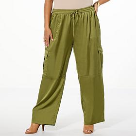 Colleen Lopez Satin Pull-On Cargo Pant