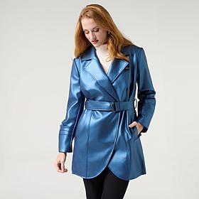 Colleen Lopez Signature Faux Leather Jacket with Belt