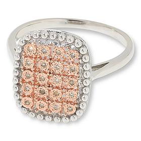 Colleen Lopez Sterling Silver 0.07ctw Diamond Rectangular Cluster Ring