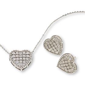 Colleen Lopez Sterling Silver 1/5ctw Diamond Pavé Heart Jewelry Set