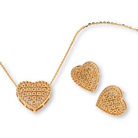 Colleen Lopez Sterling Silver 1/5ctw Diamond Pavé Heart Jewelry Set