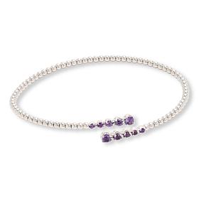 Colleen Lopez Sterling Silver Gemstone Bar Flexible Bangle Bracelet