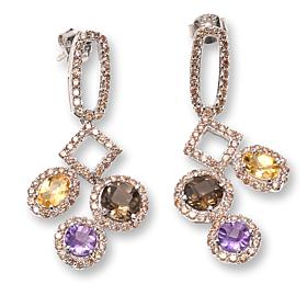 Colleen Lopez Sterling Silver Multigemstone and CZ Dangle Earrings