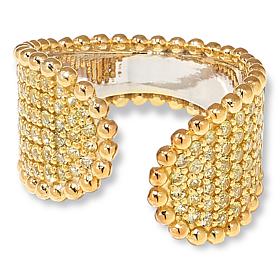 Colleen Lopez Sterling Silver Sapphire Pavé Bypass Cuff Ring