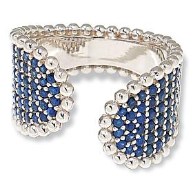 Colleen Lopez Sterling Silver Sapphire Pavé Bypass Cuff Ring