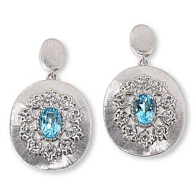 Colleen Lopez Sterling Silver Semi-Precious Gem Oval Drop Earrings