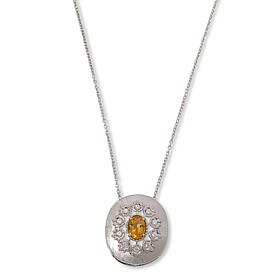 Colleen Lopez Sterling Silver Semi-Precious Gem Oval Pendant w/Chain