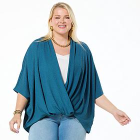 Colleen Lopez Textured Knit Dolman Sleeve Bubble Hem Top
