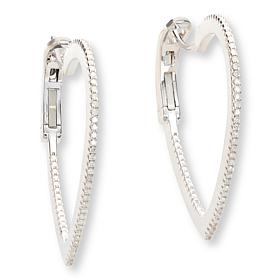 Colleen Lopez White Diamond 1-1/4" Heart Hoop Earrings