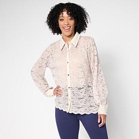 Colleen Lopez Woven Lace Button-Front Shirt