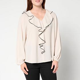 Colleen Lopez Woven Ruffled Blouse