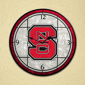 Collegiate 30" Art Glass Wall Clock - N Carolina State