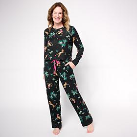 Comfort Code Brushed Ultra Knit 2-piece Top and Pant Holiday Sleep Set