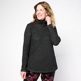 Comfort Code Shimmer Waffle Knit Funnel Neck Pullover Top