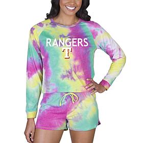 Concepts Sport MLB Velodrome Ladies LS Top and Short Set - Rangers 